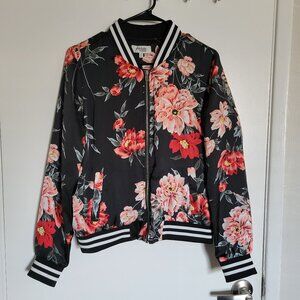 Floral Satin Bomber Jacket